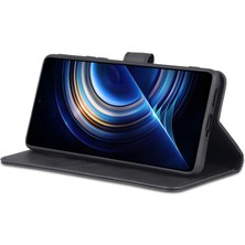 4U Sky Xiaomi Için Redmi K50/K50 Pro Pu Deri Deri Cüzdan Kılıf Katlanabilir Stand Telefon Tam Koruma Kapak Black (Yurt Dışından)