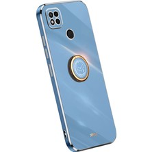 4U Sky Xiaomi Redmi 10A Için Xinli Yüzük Tutucu Kickstand Telefon Kılıfı, Elektraplatma Altın Kenar Tpu Telefon Kapak-Blue (Yurt Dışından)