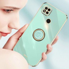 4U Sky Xiaomi Redmi 10A Için Xinli Yüzük Tutucu Kickstand Telefon Kılıfı, Elektraplatma Altın Kenar Tpu Telefon Kapak-Blue (Yurt Dışından)