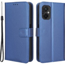 4U Sky Xiaomi Poco M5 Için 4g Pırlanta Doku Telefon Cüzdan Kapağı Parçalanma Karşıtı Pu Deri Stand Kılıf Mavisi (Yurt Dışından)