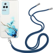 4U Sky Xiaomi Redmi K50/K50 Pro Marble Desen Için Kabartmalı Şok Geçirmez Tpu Telefon Kapağı Ayarlanabilir Kordon Mavisi (Yurt Dışından)