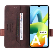 4U Sky Xiaomi Için Redmi A1 4g/a2 4g Pu Deri Cüzdan Telefon Kılıfı Donanım Dekor Manyetik Kapatma Fonksiyon Folio Şok Geçirmez Tam Koruma Kapak Kavurası (Yurt Dışından)