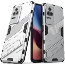 4U Sky Xiaomi Redmi K50 PRO/K50 Hard Pc+Yumuşak Tpu Şok Geçirmez Cep Telefonu Kasası Kickstand Cover-White (Yurt Dışından)