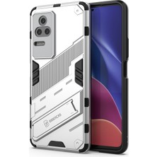 4U Sky Xiaomi Redmi K50 PRO/K50 Hard Pc+Yumuşak Tpu Şok Geçirmez Cep Telefonu Kasası Kickstand Cover-White (Yurt Dışından)