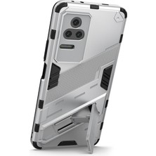 4U Sky Xiaomi Redmi K50 PRO/K50 Hard Pc+Yumuşak Tpu Şok Geçirmez Cep Telefonu Kasası Kickstand Cover-White (Yurt Dışından)