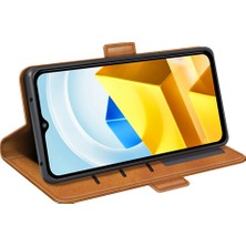 4U Sky Xiaomi Için Poco M5 Için 4g Buzağı Dokulu Pu Deri Flip Stand Telefon Cüzdan Kılıfı Çift Manyetik Toka Koruyucu Kabuk-Sarı (Yurt Dışından)