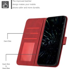 4U Sky Xiaomi Için 12 Lite 5g Pu Deri Koruyucu Telefon Kılıfı Destekleme Stand Basit Stil Baskılı Dikişli Cep Telefonu Kapak Strap-Red ile (Yurt Dışından)