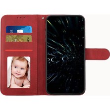 4U Sky Xiaomi Için 12 Lite 5g Pu Deri Koruyucu Telefon Kılıfı Destekleme Stand Basit Stil Baskılı Dikişli Cep Telefonu Kapak Strap-Red ile (Yurt Dışından)