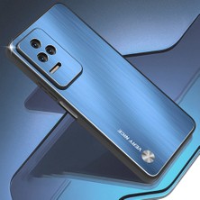 4U Sky Xiaomi Redmi K50 PRO/K50 Için Fırçalanmış Telefon Kılıfı, Alüminyum Alaşım Geri Damla Damlı Kapak Tpu Çerçevesi Telefon Kabuk Mavisi (Yurt Dışından)