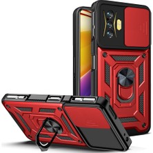 4U Sky Xiaomi Için Poco F4 Gt/redmi K50 Gaming Pc+Tpu Hibrit Kılıf Kılıf Kamera Koruma Yüzüğü Kickstand Telefon Kapak-Kırmızı (Yurt Dışından)