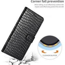 4U Sky Xiaomi Için 12 Lite 5g Cüzdan Telefon Kılıfı Timsah Doku Pu Deri Deri Kapak Strap-Black (Yurt Dışından)