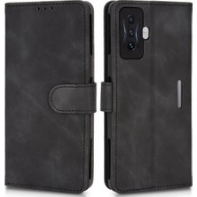 4U Sky Xiaomi Için Poco F4 Gt/redmı K50 Pu Pu Deri Manyetik Kapatma Flip Telefon Kılıfı Stand Stand Cilt Touch Duygu Cüzdan Kapağı Strap-Black (Yurt Dışından)