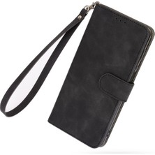 4U Sky Xiaomi Için Poco F4 Gt/redmı K50 Pu Pu Deri Manyetik Kapatma Flip Telefon Kılıfı Stand Stand Cilt Touch Duygu Cüzdan Kapağı Strap-Black (Yurt Dışından)