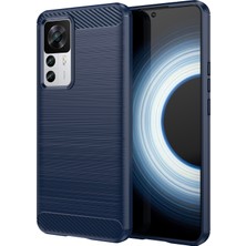 4U Sky Xiaomi 12T 5G/12T Pro 5g/redmi K50 Ultra 5g Karbon Fiber Doku Fırçalanmış Telefon Kılıfı Yumuşak Tpu Koruyucu Kapak Mavisi (Yurt Dışından)