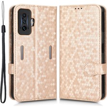 4U Sky Xiaomi Için Redmi K50 Gaming 5g/poco F4 Gt 5g Flip Folio Pu Deri Cüzdan Kılıf Dot Desen Desenli Stand Koruyucu Telefon Kapağı Strap-Rose Altın (Yurt Dışından)