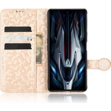 4U Sky Xiaomi Için Redmi K50 Gaming 5g/poco F4 Gt 5g Flip Folio Pu Deri Cüzdan Kılıf Dot Desen Desenli Stand Koruyucu Telefon Kapağı Strap-Rose Altın (Yurt Dışından)