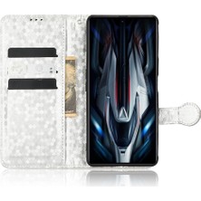 4U Sky Xiaomi Için Redmi K50 Gaming 5g/poco F4 Gt 5g Flip Folio Pu Deri Deri Cüzdan Dot Desen Desen Desenli Stand Koruyucu Telefon Kapağı Strap-Silver ile (Yurt Dışından)