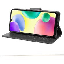 4U Sky Xiaomi Için Redmi 10A Kelebek Çiçeği Baskılı Pu Deri Telefon Kılıfı Damla Geçirmez Kapak Kabuğu Stand Cüzdan-Black (Yurt Dışından)