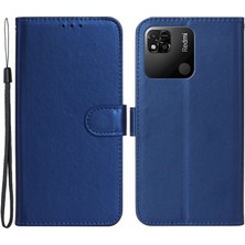 4U Sky Xiaomi Için Redmi 10A Tam Koruma Telefon Kılıfı Cüzdan Stand Pu Deri Cep Telefon Kapağı Strap-Mavi ile (Yurt Dışından)