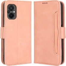 4U Sky Xiaomi Için Poco M5 4g Pu Deri Çoklu Kart Yuvaları Katlanabilir Stand Cüzdan Telefon Kapağı Telefon Vaka-Pembe (Yurt Dışından)