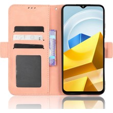 4U Sky Xiaomi Için Poco M5 4g Pu Deri Çoklu Kart Yuvaları Katlanabilir Stand Cüzdan Telefon Kapağı Telefon Vaka-Pembe (Yurt Dışından)