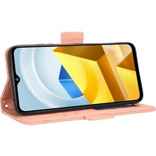 4U Sky Xiaomi Için Poco M5 4g Pu Deri Çoklu Kart Yuvaları Katlanabilir Stand Cüzdan Telefon Kapağı Telefon Vaka-Pembe (Yurt Dışından)