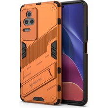 4U Sky Xiaomi Redmi K50 PRO/K50 Hard Pc+Yumuşak Tpu Şok Geçirmez Cep Telefonu Kasası Kickstand Cover-Orange (Yurt Dışından)