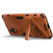 4U Sky Xiaomi Redmi K50 PRO/K50 Hard Pc+Yumuşak Tpu Şok Geçirmez Cep Telefonu Kasası Kickstand Cover-Orange (Yurt Dışından)