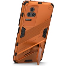 4U Sky Xiaomi Redmi K50 PRO/K50 Hard Pc+Yumuşak Tpu Şok Geçirmez Cep Telefonu Kasası Kickstand Cover-Orange (Yurt Dışından)