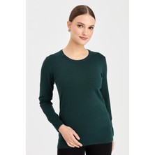 Desen Triko Kadın Likralı Uzun Kol Basic Sıfır Yaka Bluz Nefti