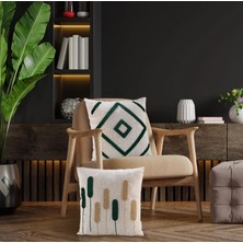 Fecra Botanik Raster Kırlent Kılıfı 43*43 Yeşil Ikili