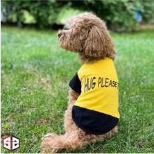 Salya Store 3D Rubber Baskı - Hug Please Yazlık T-Shirt-  Pamuk Köpek Kıyafeti, Köpek Yazlık KK-107