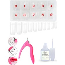 Nail Master 500LÜ Şeffaf Yarım Ay Set Tips Tırnak + Tips Makası + Tips Yapıştırıcısı 10GR EGEMEN3165