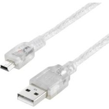 Powermaster USB 5 Metre Şeffaf USB Am Mini 5 Pin Kablo