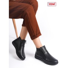 ARTI-ARTI032-2035 ARTI-ARTI032-2035 Hakiki Deri Kadın Ortopedik Topuk Dikeni Fonksiyonlu Çift Fermuarlı Kaymaz Taban Siyah Anne Botu