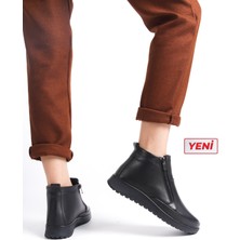 ARTI-ARTI032-2035 ARTI-ARTI032-2035 Hakiki Deri Kadın Ortopedik Topuk Dikeni Fonksiyonlu Çift Fermuarlı Kaymaz Taban Siyah Anne Botu