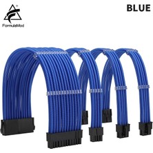 2Guoyang Mavi Kit A Formulamod Nck1 Serisi Psu Uzatma Kablosu Kiti, Düz Renk Kablo Katı Combo 300MM ATX24PIN PCI-E8PIN CPU8PIN Taraklı (Yurt Dışından)