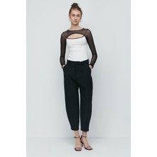 C&city Tül Detay Uzun Kol Bodysuit 9153 Krem