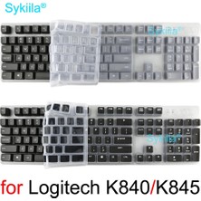 2Guoyang Pembe K840 Klavye Kapak Logitech K840 K845 Mekanik Logi Silikon Koruyucu Kılıf Film Şeffaf Siyah Pembe (Yurt Dışından)