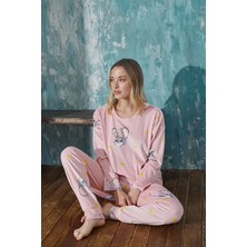 Farya Home Luxury Velvet Fransız Kadife Desenli Paça Manşetli Pijama Takımı