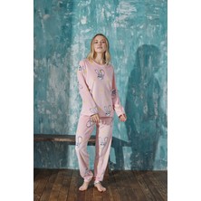 Farya Home Luxury Velvet Fransız Kadife Desenli Paça Manşetli Pijama Takımı