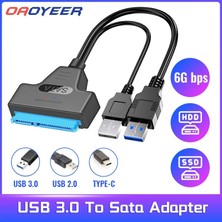 2Guoyang 22 cm USB 2.0 Yeni USB Sata 3 Kablo Sata USB 3.0 Adaptörü 6 Gbps'ye Kadar Destek 2.5 Inç Harici SSD HDD Sabit Sürücü 22 Pin Sata Iıı A25 2.0 (Yurt Dışından)