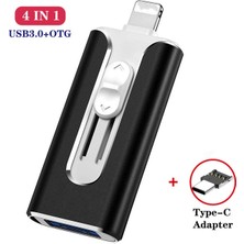 2Guoyang Siyah Gönderme Tip C 256 GB 4 In 1 Metal USB Flashdrive 128 GB Otg Sürücü 32 GB 64 GB USB 3.0 Flash Disk iPhone 11 Pro/xr/xs Max USB Bellek Çubuğu 256 GB 512G (Yurt Dışından)