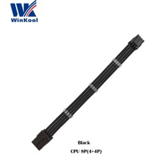 2Guoyang Siyah 400MM Winkool Atx Eps Cpu 8pın Dişi - Erkek 4 + 4pin 18AWG Psu Kollu Uzatma Güç Kablosu / Beyaz Siyah Kılıflı Kablo (Yurt Dışından)