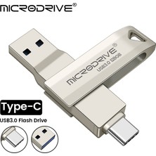 2Guoyang Gümüş 128 GB 2 In 1 Type-C Cep Telefonu Için USB 3.0 Flash Sürücü 64 GB Dönebilen Siyah Memory Stick 128 GB 256 GB Kalem Sürücü Pendrive U Disk (Yurt Dışından)