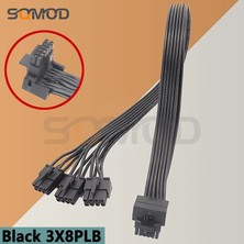 2Guoyang Siyah 3X8PLA 50 cm Modüler Kablo 2 * Gpu 8 Pin'den 16 Pin'e 3* Gpu 8 Pin Erkek Pcı-E 5.0 12VHPWR Rtx 4090, Mevsimsel Psu 16AWG 600 W Adaptör Kablosu Için (Yurt Dışından)