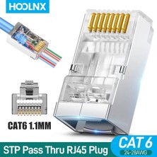 2Guoyang Cat6 1.1mm 50 Adet Hoolnx RJ45 Konektörü CAT6A Cat6 Geçiş Modüler Fişler Stp Korumalı 50U Altın Kaplama Ethernet Sonu Ağ Fişi Lan Kablosu (Yurt Dışından)