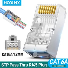 2Guoyang Cat6 1.1mm 50 Adet Hoolnx RJ45 Konektörü CAT6A Cat6 Geçiş Modüler Fişler Stp Korumalı 50U Altın Kaplama Ethernet Sonu Ağ Fişi Lan Kablosu (Yurt Dışından)