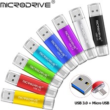 2Guoyang Mavi 128GB Yüksek Hızlı USB 3.0 Flash Sürücüler 128GB 64GB 32GB 16GB USB Bellek Çubuğu Otg Harici Depolama Çift Uygulama Mikro Ücretsiz Adaptör (Yurt Dışından)