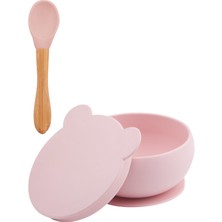 Oioi Kapaklı Kase Pinky Pink & Mama Kaşığı